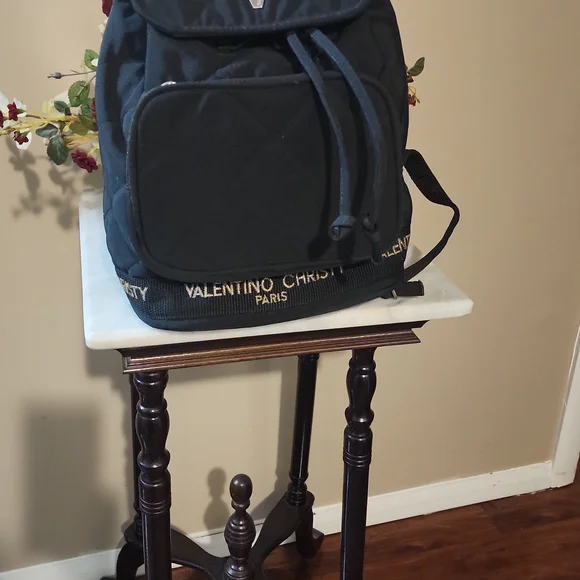Valentino Christy Black Quilted Backpack In Excellent Condition